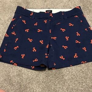 J. Crew Women's Navy Shorts with Red Lobster Print